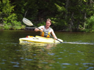 ASF Intern, Sean McMahon brushes up on his paddling skills in preparation for a Warriors in Motion paddling class.