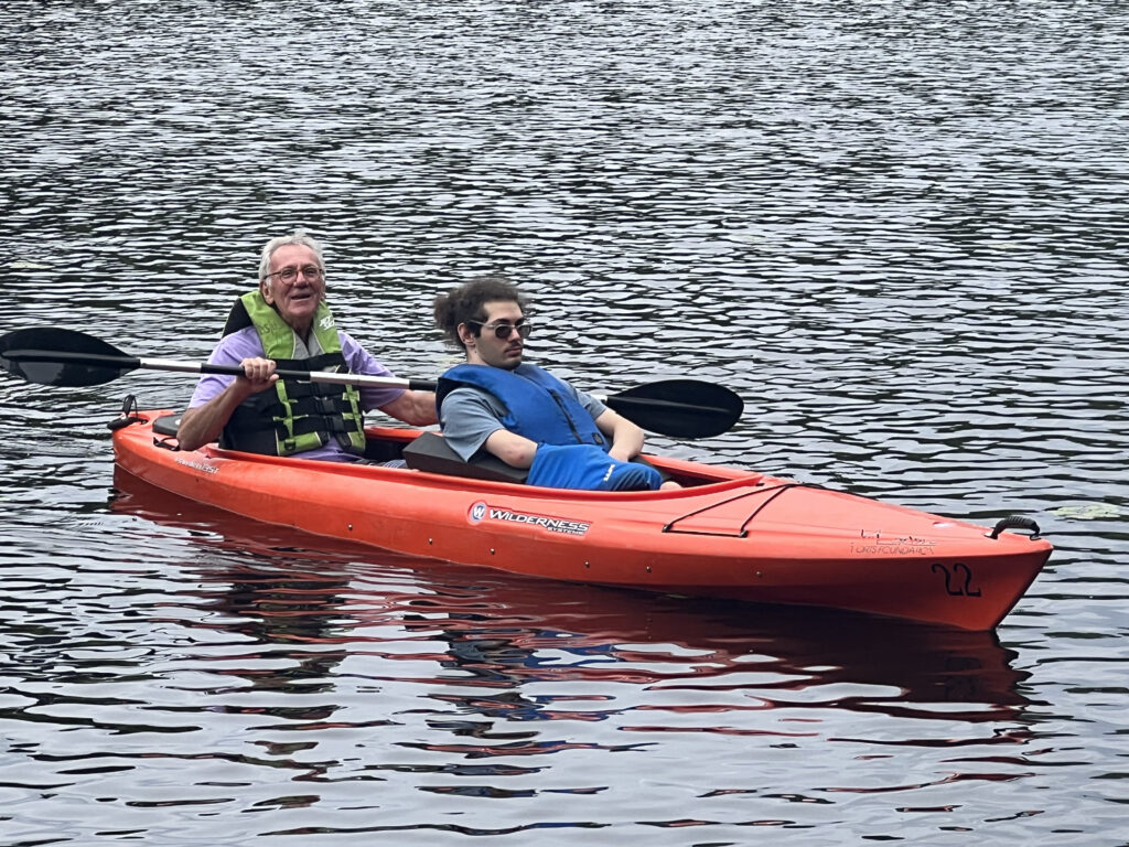 Volunteer Jake Finnegan and ASF Summer Camp Attendee Michael Torrens kayaking at Silver Lake