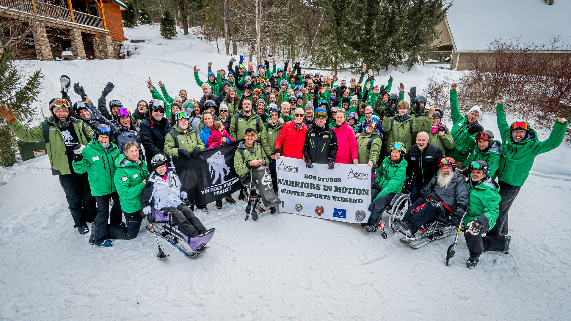 Group of wounded veterans and ASF staff cheering