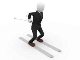 business man skiing